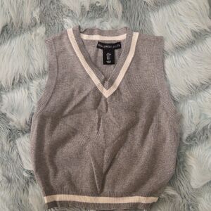 Sincerely Jules Charcoal and Cream V-Neck Sweater Vest